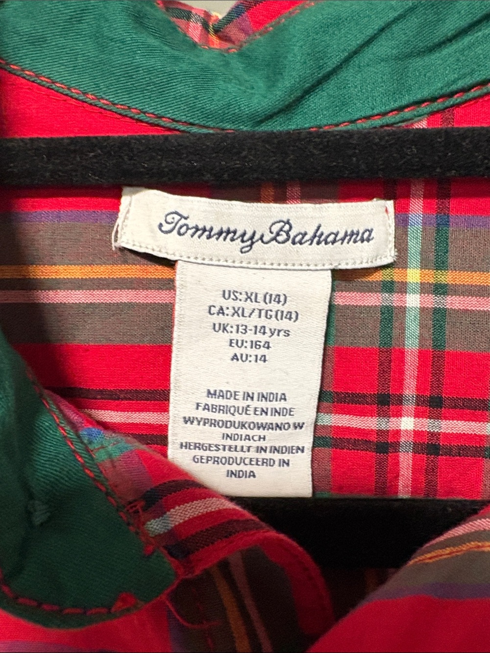 Tommy Bahama Kids Red Plaid Button-Down Shirt for Boys or Girls XL (14) - Picture 3 of 7